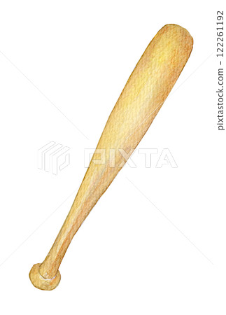 Watercolor illustration Baseball goods Baseball equipment Wooden bat 122261192