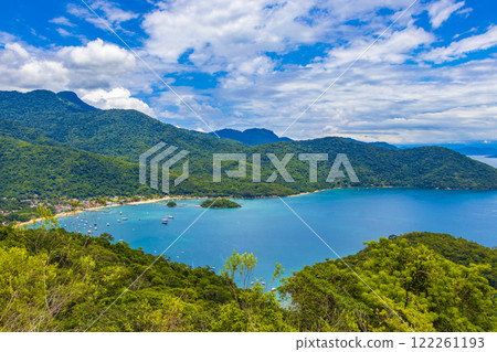 Big tropical island Ilha Grande Abraao beach panorama Brazil. 122261193