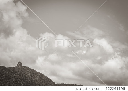 Abraao mountain Pico do Papagaio with clouds Ilha Grande Brazil. Abraao mountain Pico do Papagaio with clouds Ilha Grande Brazil. 122261196