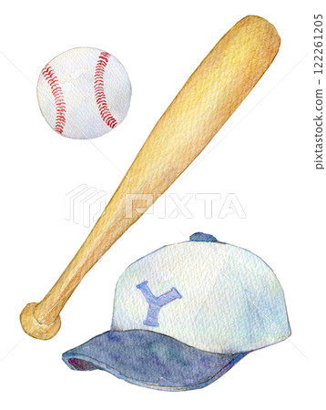 Watercolor illustrations Baseball goods Baseball equipment 122261205