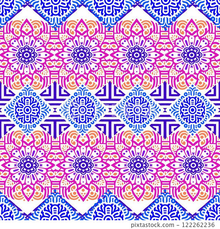 vector illustration of a beautiful colorful pattern with mandala 122262236