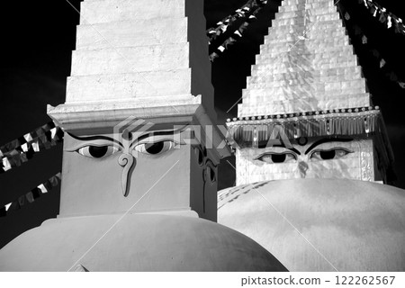 buddha stupa in kathmandu. retro style photography buddha stupa in kathmandu. retro style photography 122262567