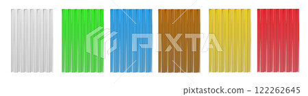 Galvanized iron for fences, walls, roofs. House remodel corrugated metal roof siding, profiled sheeting. Vector Galvanized iron for fences, walls, roofs. House remodel corrugated metal roof siding, profiled sheeting. Vector 122262645
