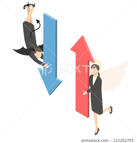 Angel and devil women and arrows - isometric Angel and devil women and arrows - isometric 122262705