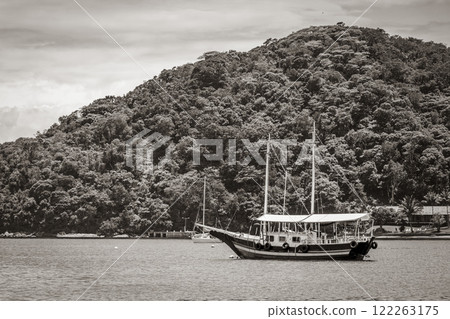 Boats ships and Boat trips Abraao beach Ilha Grande Brazil. Boats ships and Boat trips Abraao beach Ilha Grande Brazil. 122263175