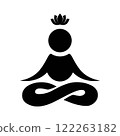 Meditation icon in flat style. Yogi with a lotus. 122263182