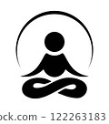 Meditation icon in flat style. Yogi with a heart. 122263183