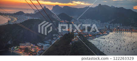 night view of Rio de Janeiro from Sugarloaf Mountain. night view of Rio de Janeiro from Sugarloaf Mountain. 122263329