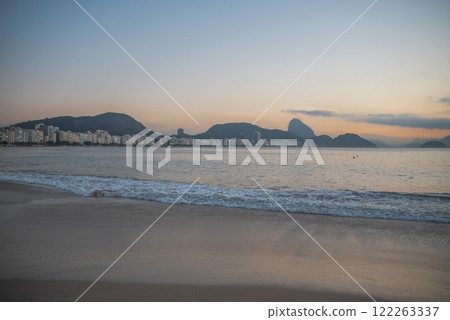 sunrise on Copacabana beach in Rio de Janeiro. sunrise on Copacabana beach in Rio de Janeiro. 122263337