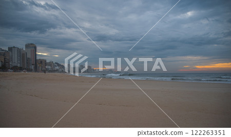 Copacabana Beach in Rio de Janeiro at Sunrise 122263351