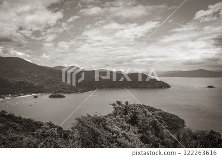 Big tropical island Ilha Grande Abraao beach panorama Brazil. 122263616