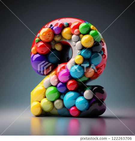 Colorful 3d rendering of number 9 with balls on grey background Colorful 3d rendering of number 9 with balls on grey background 122263706
