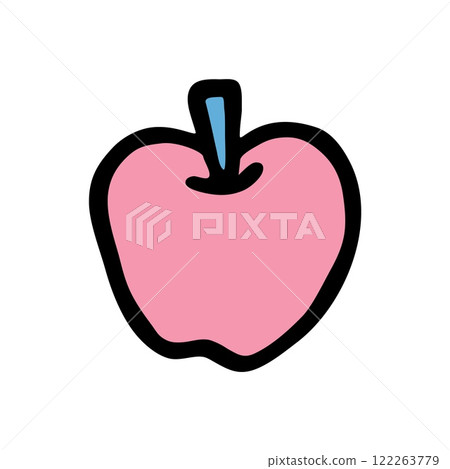 Apple doodle icon hand drawn with black line in freehand style and colored Apple doodle icon hand drawn with black line in freehand style and colored 122263779
