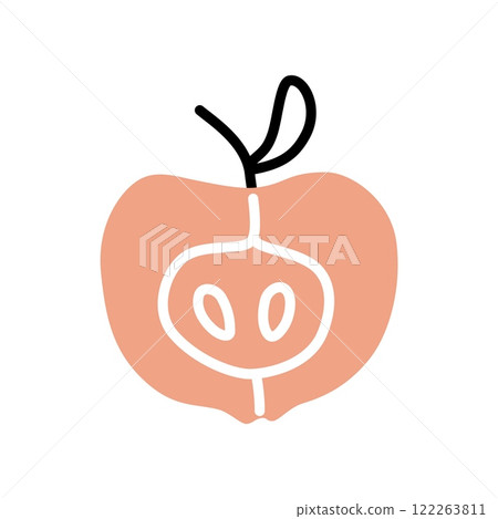 Apple half doodle icon hand drawn in a modern minimalistic style Apple half doodle icon hand drawn in a modern minimalistic style 122263811