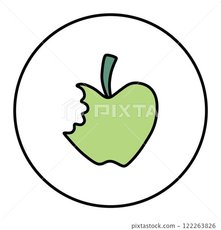 Apple doodle icon hand drawn with thin line in minimalistic style and colored 122263826