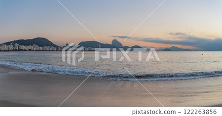 sunrise on Copacabana beach in Rio de Janeiro. 122263856