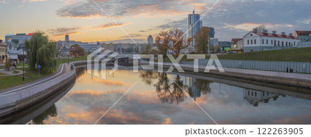 In autumn, the river in the historical center of Minsk In autumn, the river in the historical center of Minsk 122263905