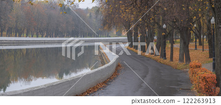 autumn forest in the city by the river Minsk autumn forest in the city by the river Minsk 122263913