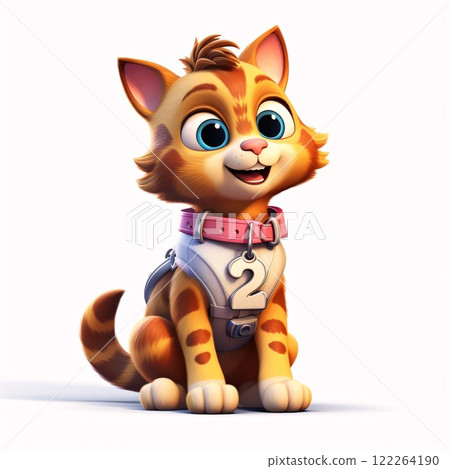3d rendered illustration of Cute cat cartoon character with backpacker 3d rendered illustration of Cute cat cartoon character with backpacker 122264190