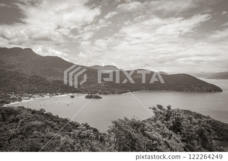 Big tropical island Ilha Grande Abraao beach panorama Brazil. Big tropical island Ilha Grande Abraao beach panorama Brazil. 122264249