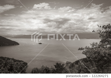 Big tropical island Ilha Grande Abraao beach panorama Brazil. 122264271