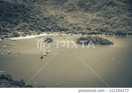 Big tropical island Ilha Grande Abraao beach panorama Brazil. 122264277