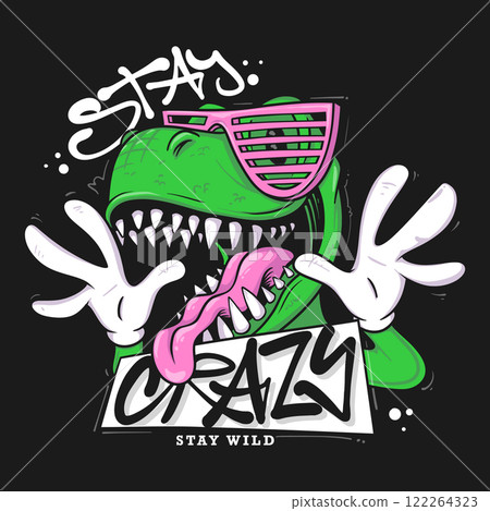 Cool Crazy Insane Dinosaur T-shirt Design 122264323