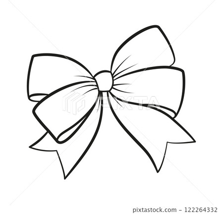 Hand drawn bow doodle style. Hand drawn black and white isolated logo 122264332