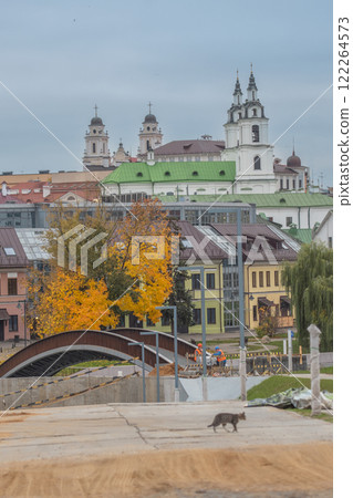 view of the city center of Minsk.  Belarus 122264573