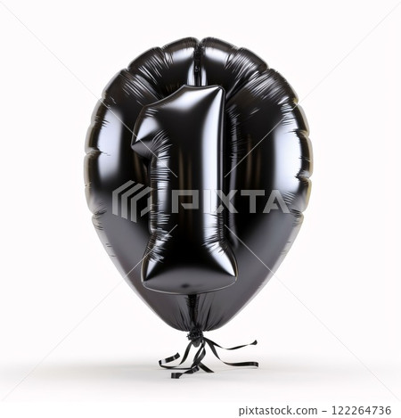 Black balloon isolated on white background. 3d render. Eps 10 122264736