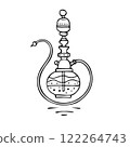 Black and white hookah, hand-drawn vector illustration, logo design. 122264743