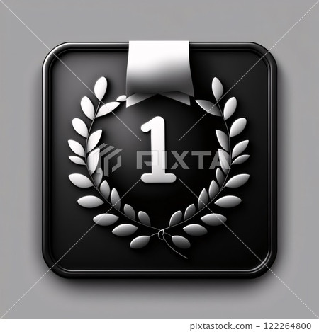 First place icon. Black internet button on grey background. Vector illustration. First place icon. Black internet button on grey background. Vector illustration. 122264800