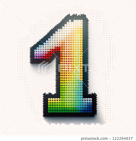 Number 1, halftone dotted font, capital letter with dots 122264837