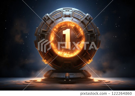 Futuristic number one on a dark background. 3d rendering Futuristic number one on a dark background. 3d rendering 122264860