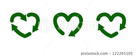 Eco-Friendly Heart Shaped Recycle Icon with Arrows Representing Love for the Environment and Sustainable Living Vector Illustration 122265105