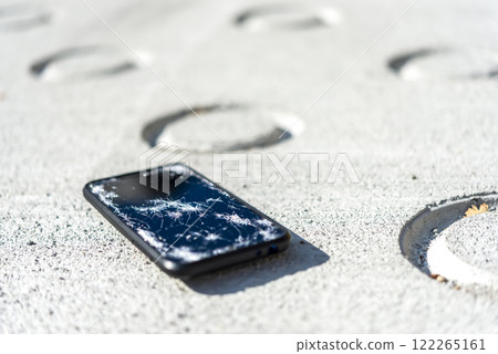 從摩托車上掉下來的智能手機液晶屏屏幕裂了 122265161