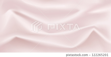 Texture of  pink silk. Closeup fabric with smooth pleats background. Texture of textile pattern.  Realistic Vector 3D illustration design for product advertising. 122265201