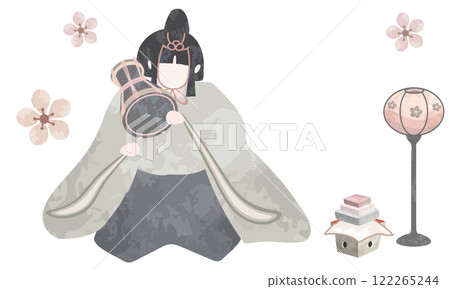 Illustration material of five musicians (small drum) drawn in watercolor 122265244