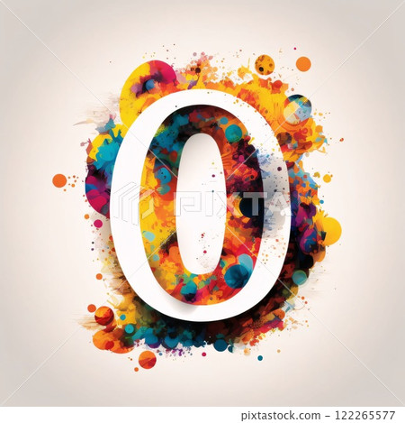 Colorful letter 0 with watercolor paint splashes, vector illustration. Colorful letter 0 with watercolor paint splashes, vector illustration. 122265577