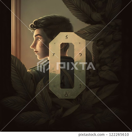 Young woman in the garden with a lock on her head, 3d illustration Young woman in the garden with a lock on her head, 3d illustration 122265610