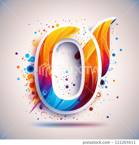 Vector letter 0 with abstract colorful...-插圖素材 [122265611] - PIXTA圖庫
