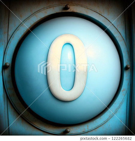 number zero on a blue background, 3d render, square image number zero on a blue background, 3d render, square image 122265682