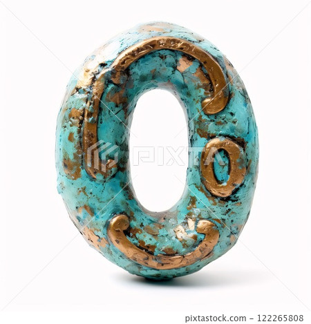 Number 0 made of painted metal isolated on white background. 3d rendering 122265808