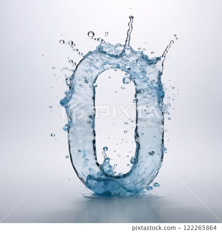 Water splash with number 0 isolated on white background. 3d rendering 122265864