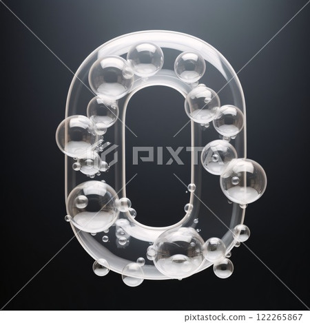 Alphabet made of transparent air bubbles isolated on black background, letter 0 Alphabet made of transparent air bubbles isolated on black background, letter 0 122265867