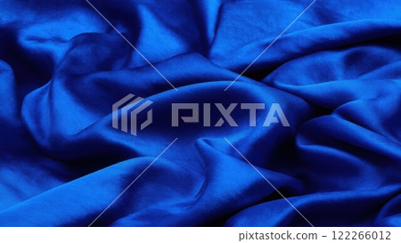 Rich Blue Fabric Draping Softly. Generative AI 122266012