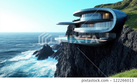 Cliffside Home With Ocean View, AI-Designed 122266013