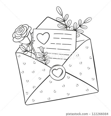 Love letter doodle style. Hand drawn black and white isolated 122266084