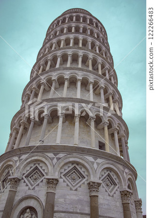rainy late autumn in pisa. evening leaning tower of pisa. rainy late autumn in pisa. evening leaning tower of pisa. 122266483