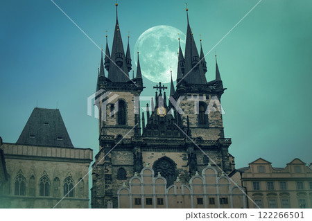 Mystical Prague at Night. Moon is shining Mystical Prague at Night. Moon is shining 122266501